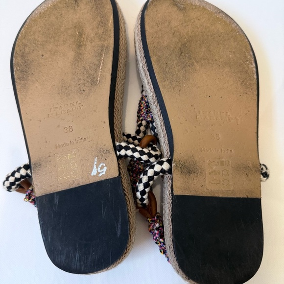 ISABEL MARANT Gypso Leather Braided Rope Sandals Multicolor Size 38 - Picture 7 of 10